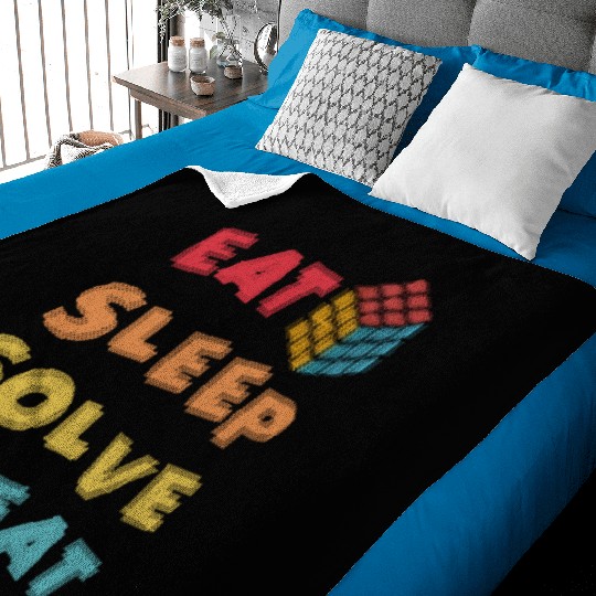 Eat Sleep Solve Repeat Math Speed Cubing Genie Baby Blankets