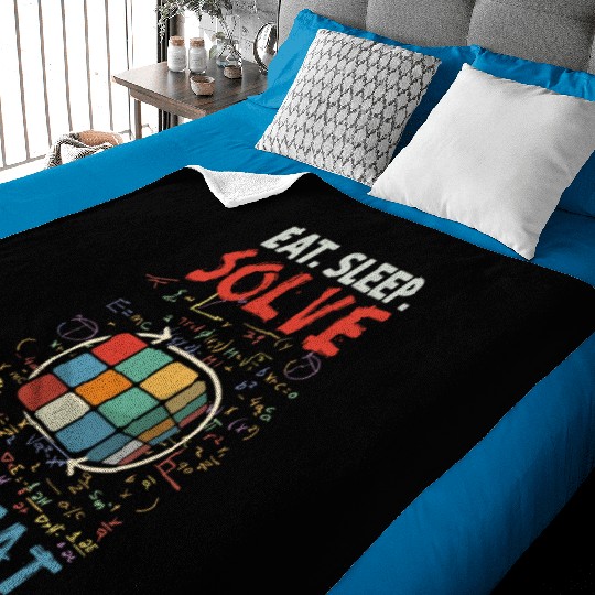 Eat Sleep Solve Repeat Math Speed Cubing Genie Baby Blankets