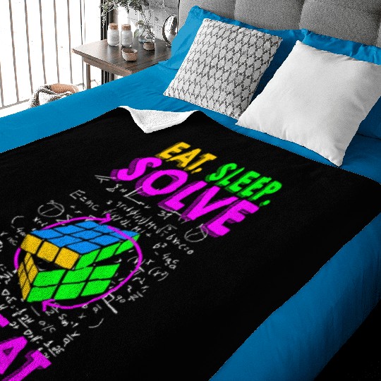 Eat Sleep Solve Repeat Math Speed Cubing Genie Baby Blankets
