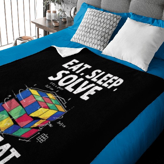 Eat Sleep Solve Repeat Math Speed Cubing Genie Baby Blankets