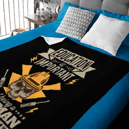 Electrical Lineman Pun Education Is Important Baby Blankets