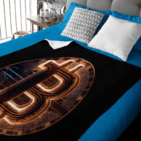 Bitcoin Gold logo Fire futuristic neon light Baby Blankets