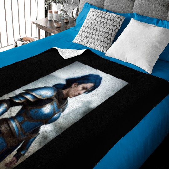 Azura - Warrior Lady Blue in Battle Baby Blankets