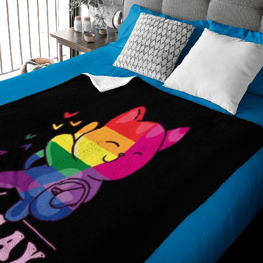 50% Gay Bi Bisexual Pride Kawaii Cat Kawaii Baby Blankets