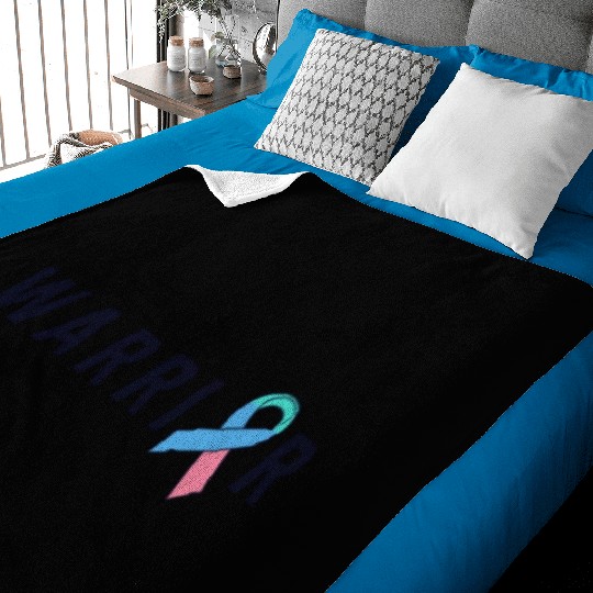Thyroid Cancer Warrior Men Pink Blue Teal Ribbon Baby Blankets