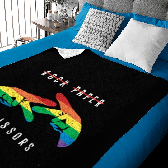 Rock Paper Scissors | Funny Lesbian Pride LGBT Baby Blankets