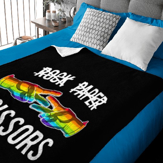 Rock Paper Scissors Lesbian Pride Rainbow LGBT Baby Blankets