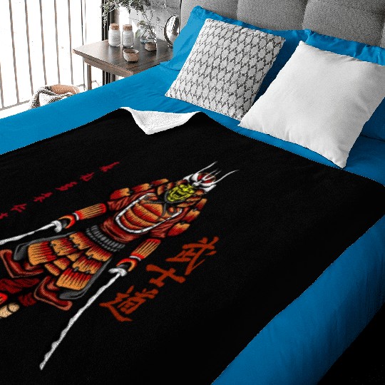 Japanese samurai warrior dark red mask Baby Blankets