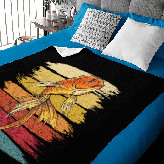 Vintage Goldfish Carp Japan Aquarium Gold Fish Baby Blankets