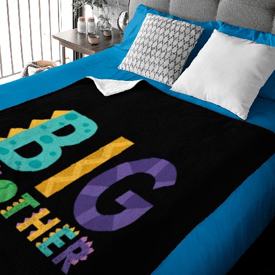 Big Brother Boy Dino Lover Baby Blankets