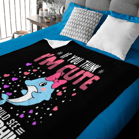 Dolphin Heart Valentine's Day Animal For Womens Baby Blankets