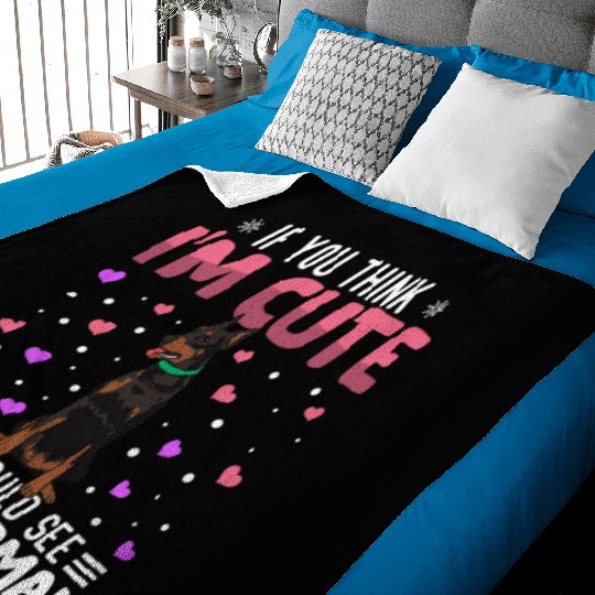 Doberman Heart Valentine's Day Animal For Womens Baby Blankets