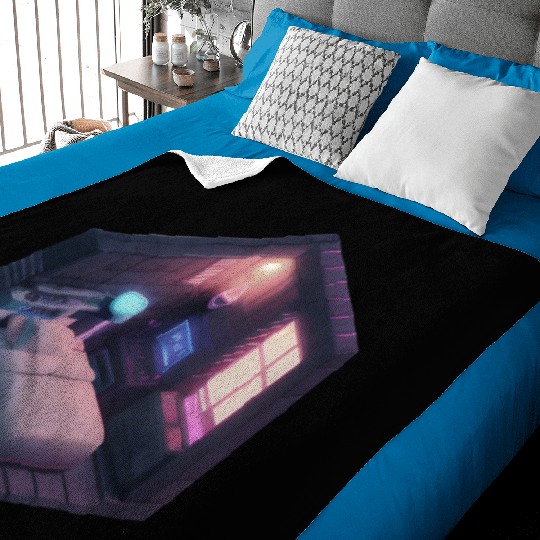 Isometric Voxel Bedroom - Synthwave Future Room Baby Blankets