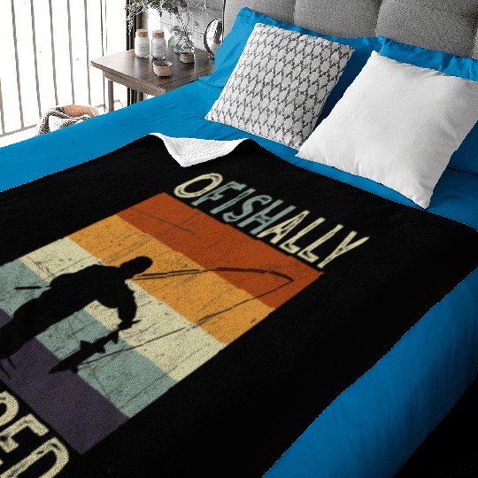 Ofishally Retired Fishing Retro Retirement Fishing Baby Blankets
