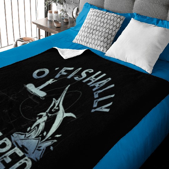 Ofishally Retired Fishing Retro Retirement Fishing Baby Blankets