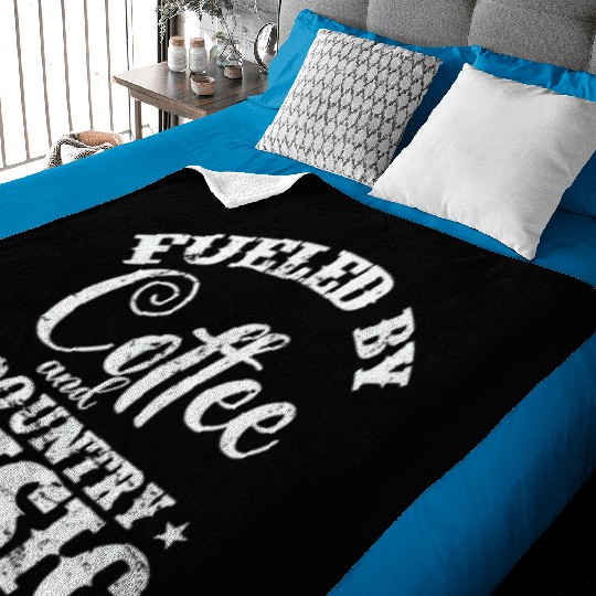 Fueled by Coffee and Country Music USA Baby Blankets