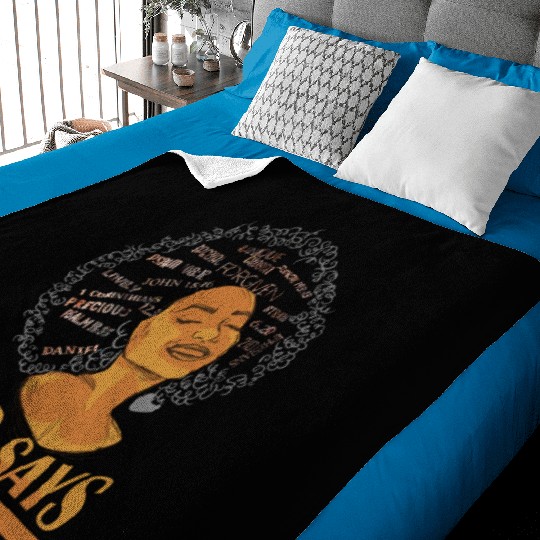 African American Girl God Says I Am Black Pride Baby Blankets