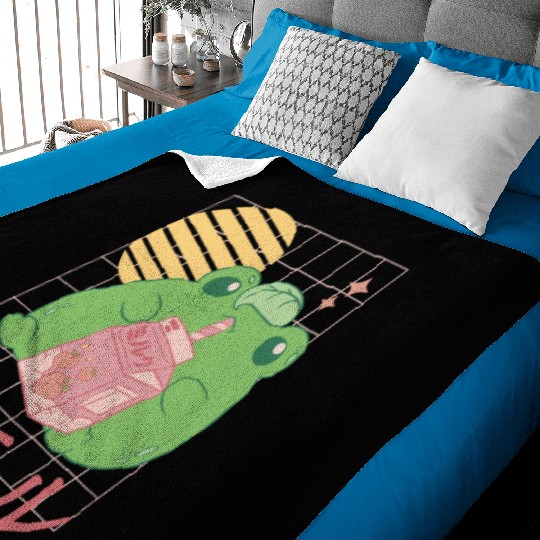Strawberry Milk Frog Japanese Baby Blankets