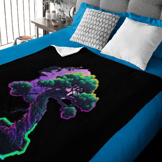 Synthwave Bonsai Tree Baby Blankets