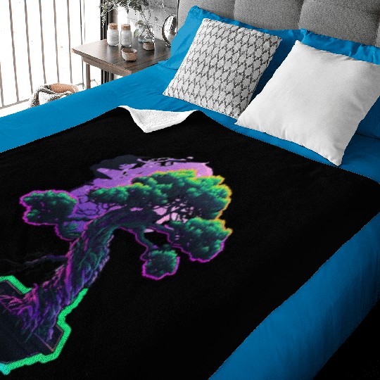 Synthwave Bonsai Tree Baby Blankets