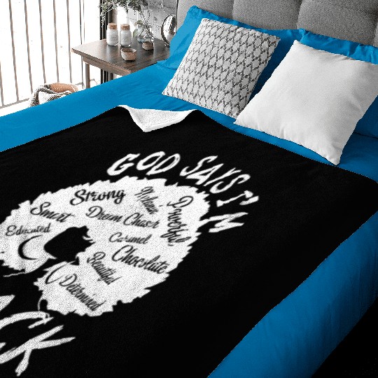 African American Girl God Says I Am Black Pride Baby Blankets