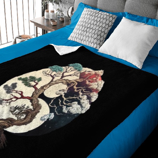 Yin and Yang Bonsai Tree Baby Blankets