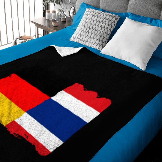 Thailand Flag Germany Flag Half Thai Half German Baby Blankets