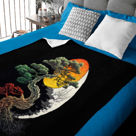 Yin and Yang Bonsai Tree Baby Blankets