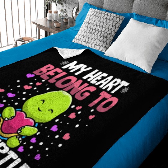 Valentines Day My Heart Belong to My Turtle Boys Baby Blankets
