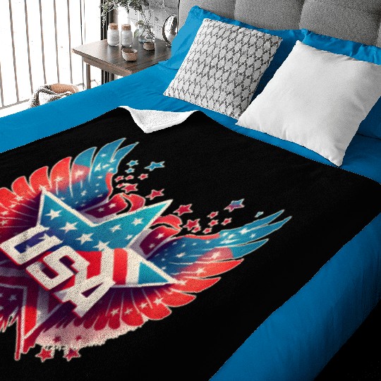 Usa flag with star and wings, patriotic, country. Baby Blankets