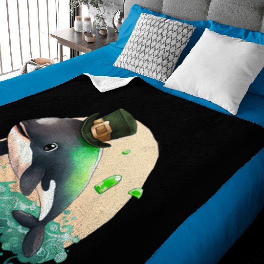 St Patrick's Day Irish Cute Orca Saint Patrick Baby Blankets