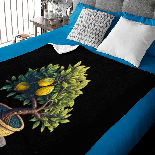 Lemon Bonsai Tree Baby Blankets