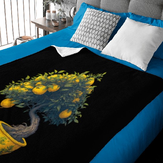 Lemon Bonsai Tree Baby Blankets