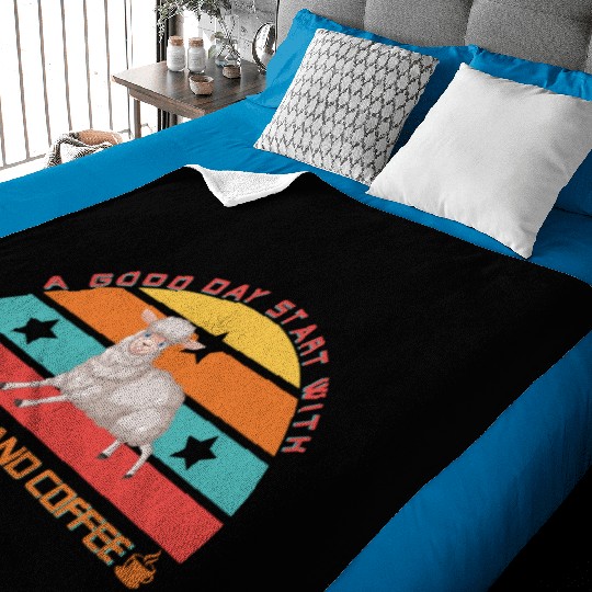 Alpaca and coffee Baby Blankets