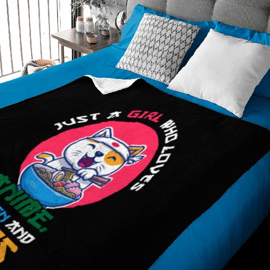 Just a girl who loves anime ramen and cats Baby Blankets