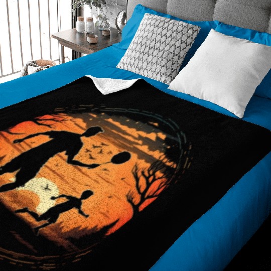 Ultimate Frisbee Fans Father and Son Playing Baby Blankets