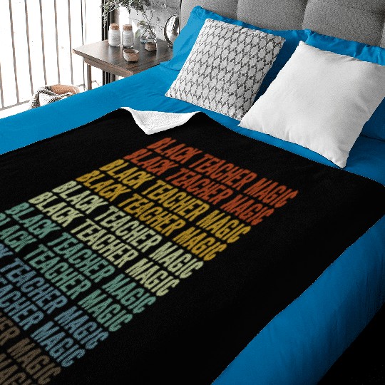 Black Teacher Magic Melanin Brown Skin Baby Blankets