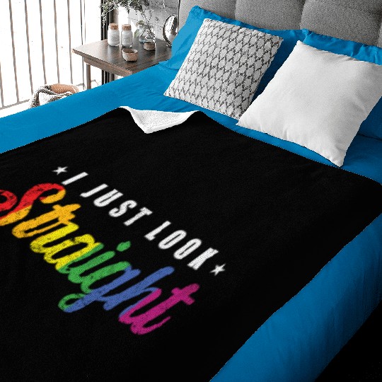 I just look straight LGBT Rainbow Pride Baby Blankets