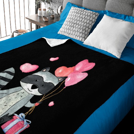 Raccoon Valentine Gift Raccoon Owner Trash Panda Baby Blankets