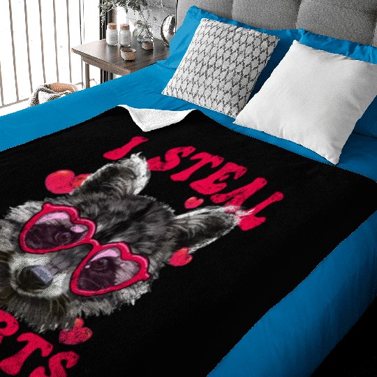 Valentine Raccoon Trash Panda I Heart Raccoons Baby Blankets