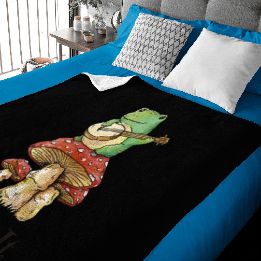 Cottagecore Toad Playing Guitar Baby Blankets