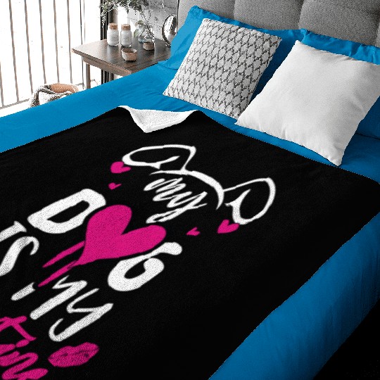 My dog is my valentine Baby Blankets