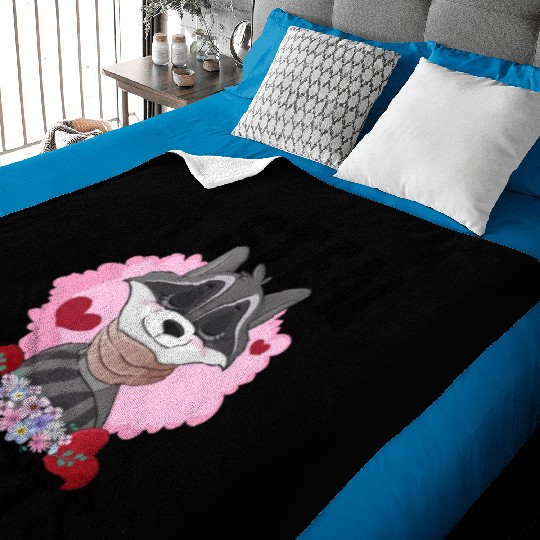 Cute Raccoon Lover Valentines Day Raccoon Hearts Baby Blankets