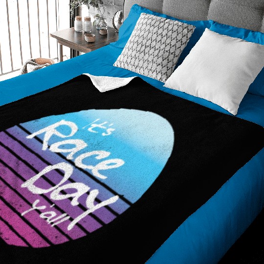 Its Race Day Y'all Retro Motorsports Racing Quote Baby Blankets