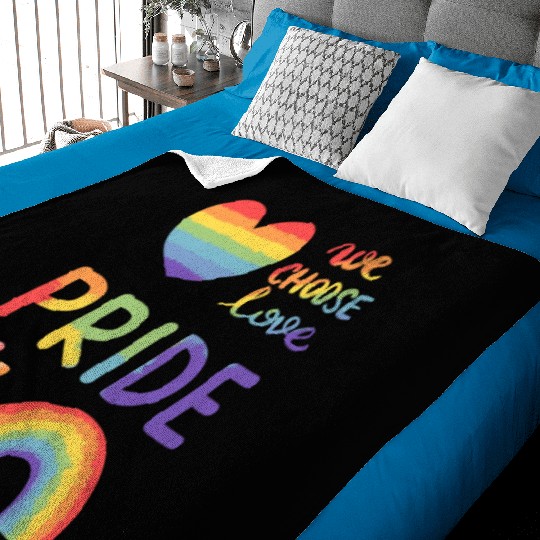 PRIDE We Choose Love Rainbow Hearts & Rainbow Baby Blankets