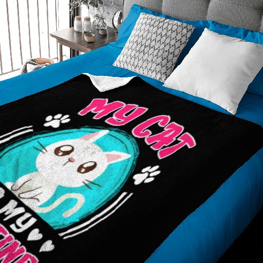 Cat love My cat is my valentine Valentine's Day Baby Blankets