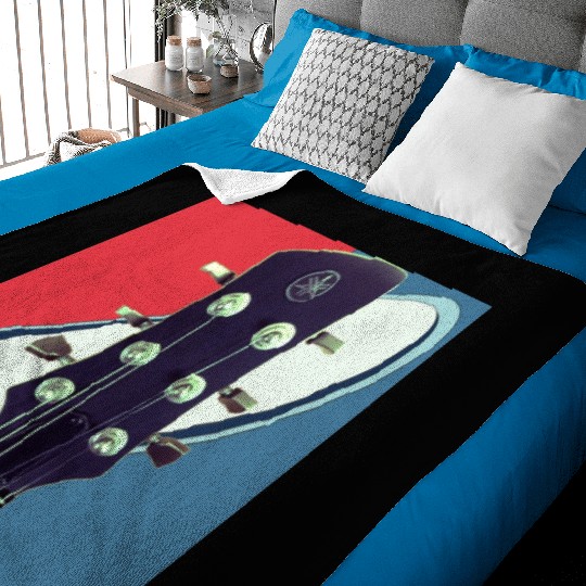 Red White Blue Rock and Roll Themed Guitar Baby Blankets