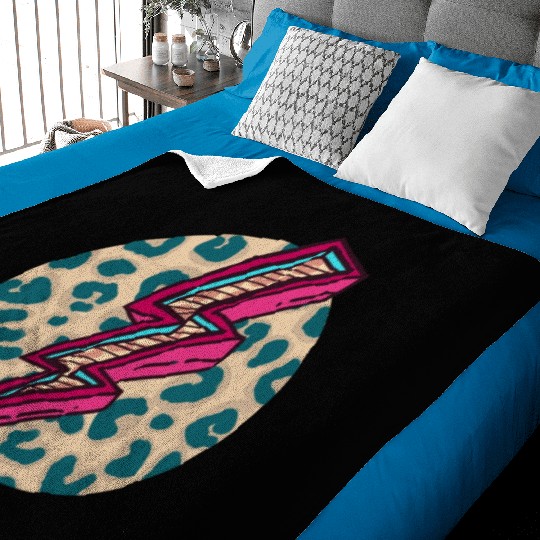 Cheetah Print Lightning Bolt Baby Blankets