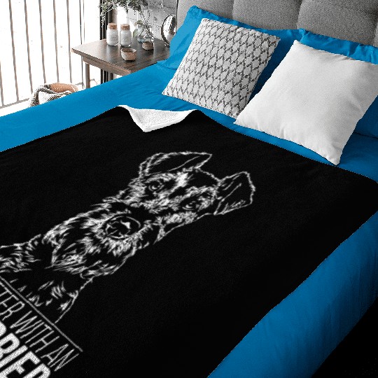 Irish Terrier life is better dog saying dog mom Baby Blankets