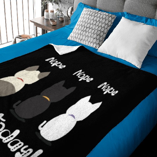 Nope not today three cute kittens illustration Baby Blankets